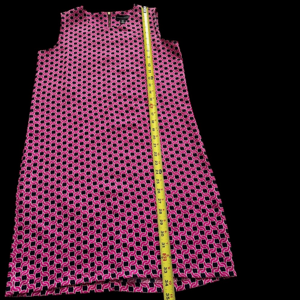 Adrienne Vittadini Geometric Print shift Dress Pink Navy‎ Sleeveless sz 2 office - Picture 7 of 8